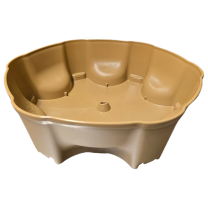 Beige plastic water reservoir for vertical planter on a white background