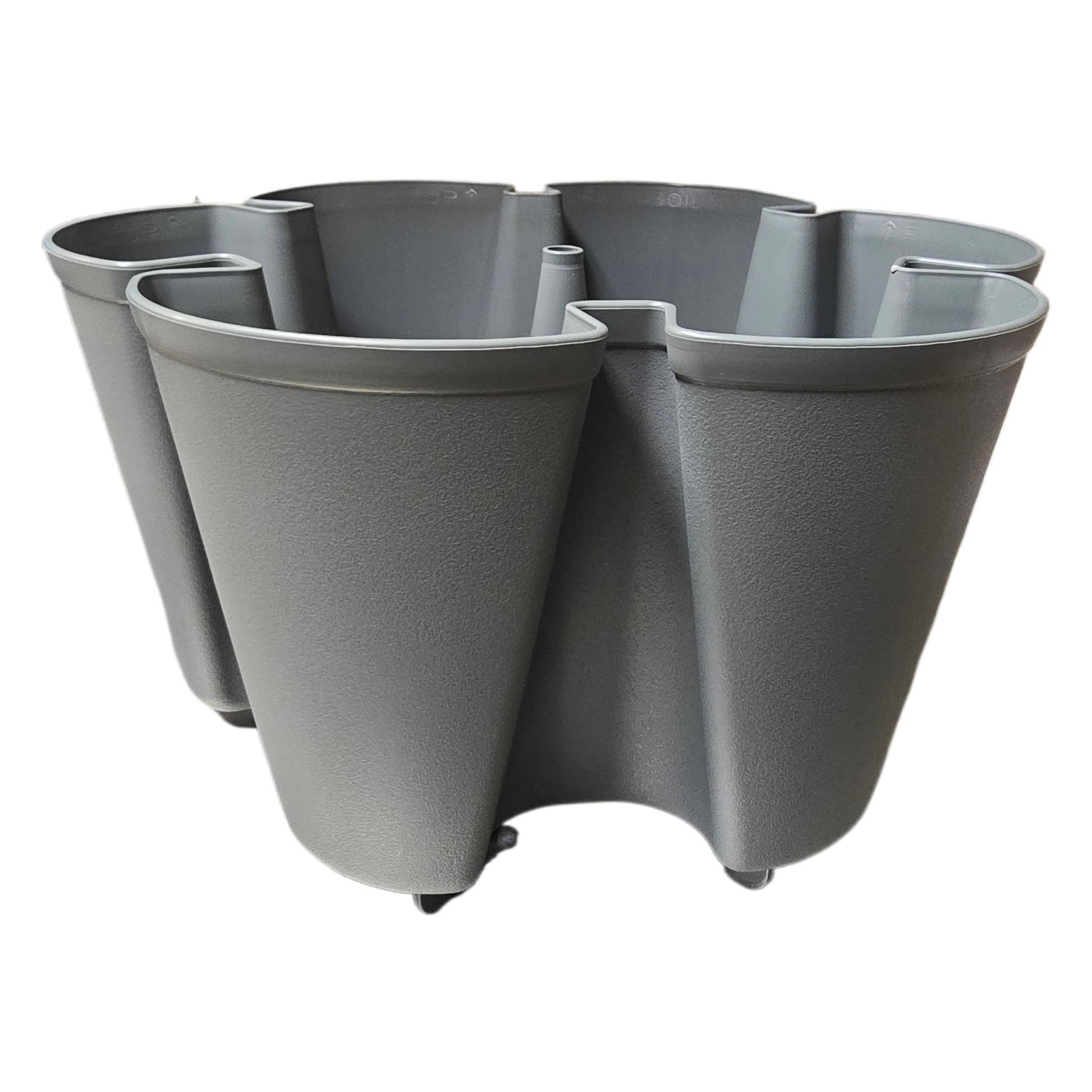 Gray modular planters on a white background