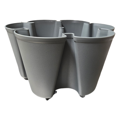 Gray modular planters on a white background