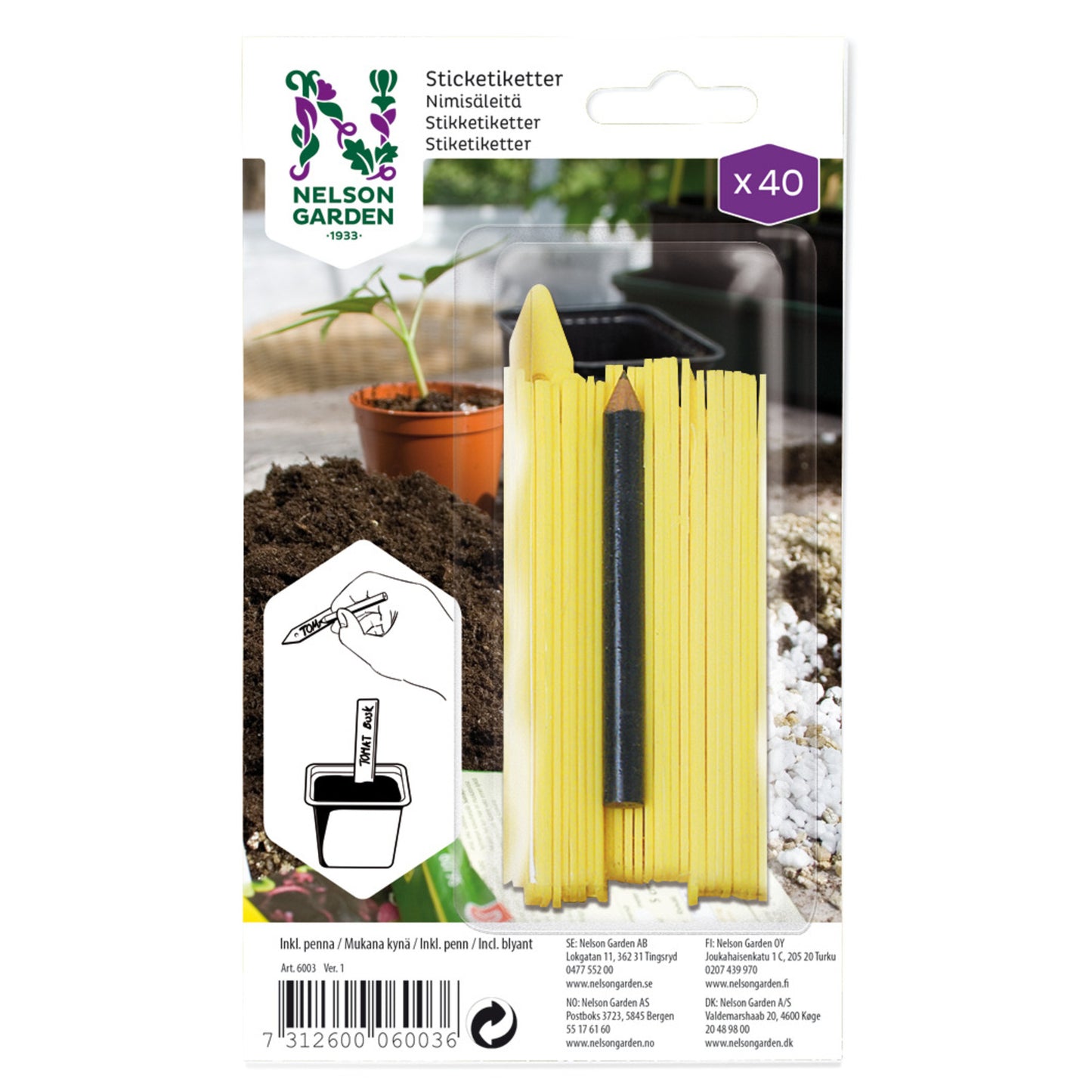 Seed markers with pen, yellow, pack of 40