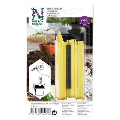 Seed markers with pen, yellow, pack of 40